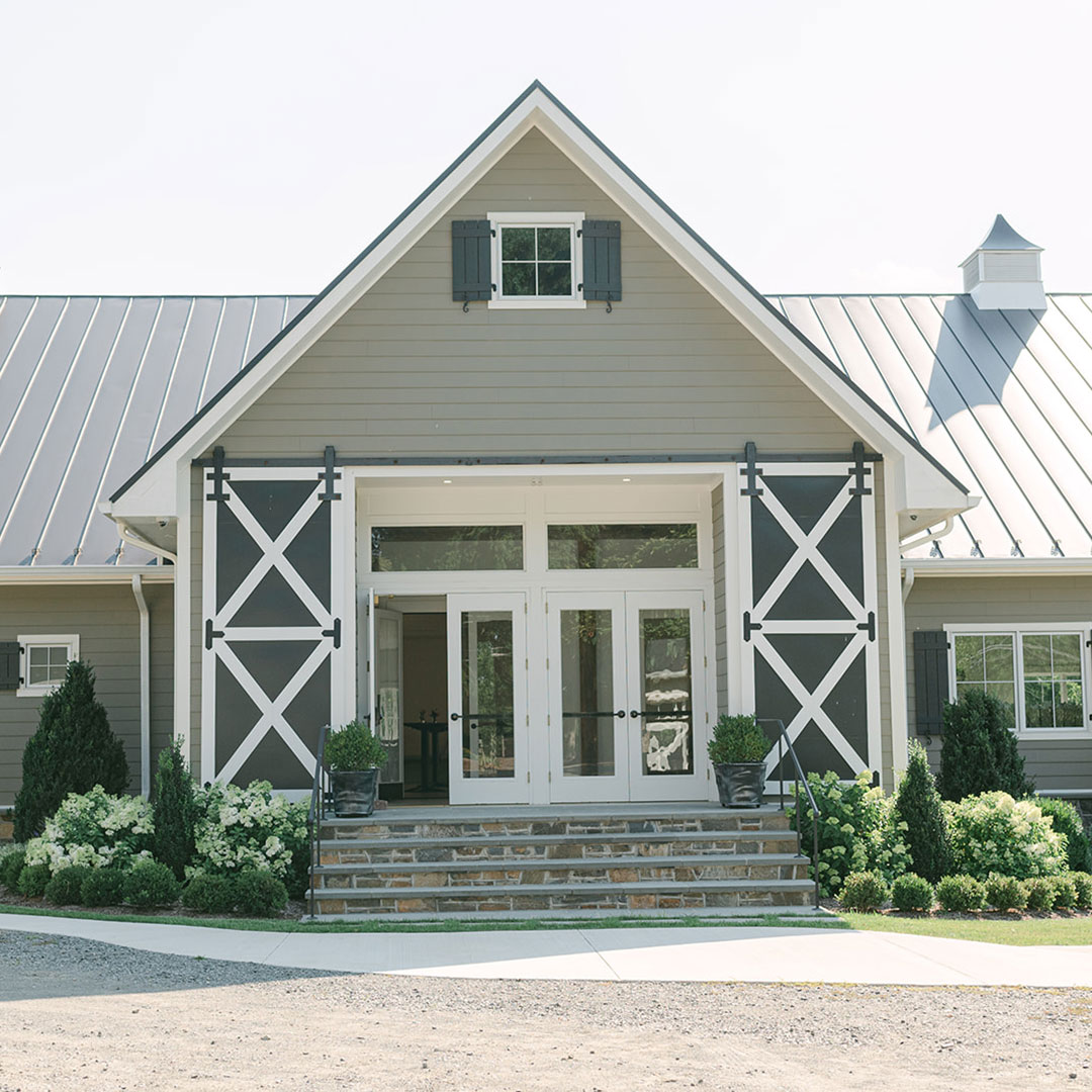 The exterior entrance to the loft area of a private events venue in Leesburg, Virginia.