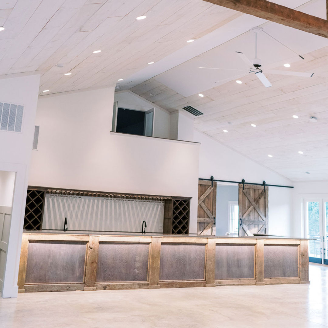 A big bar area at one of the private event venues for rent at a top Virginia winery located in Leesburg.