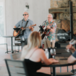 A band playing live music at Fleetwood Farm Winery in Leesburg, Virginia.