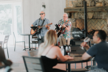 A band playing live music at Fleetwood Farm Winery in Leesburg, Virginia.